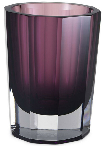 Casa Padrino Luxus Deko Glas Vase Lila  11 x H. 15 cm - Elegante handgefertigte 8-eckige Blumenvase - Deko Accessoires