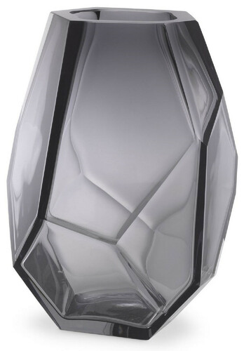 Casa Padrino Luxus Deko Glas Vase Grau 18 x 16 x H. 22 cm - Elegante mundgeblasene Blumenvase - Luxus Deko Accessoires