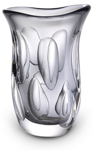 Casa Padrino Luxus Deko Glasvase Grau 20 x 13 x H. 30 cm - Elegante Blumenvase aus mundgeblasenem Glas - Deko Accessoires