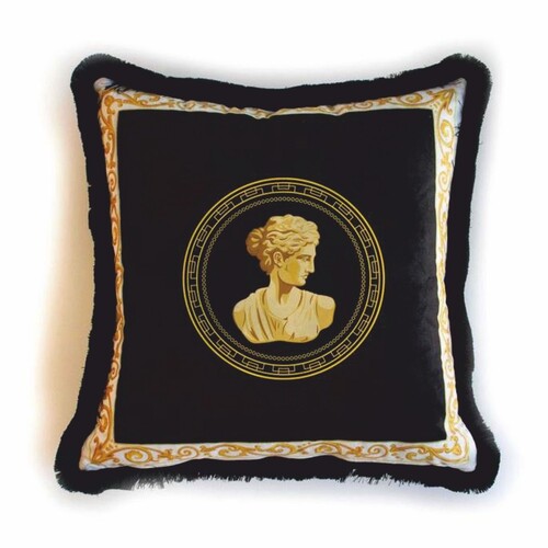 Casa Padrino Luxus Deko Kissen Barock Frauenb�ste Schwarz / Wei� 45 x 45 cm