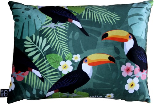 Casa Padrino Luxus Deko Kissen Hawaii Tropical Mehrfarbig 35 x 55 cm - Feinster Samtstoff - Luxus Qualit�t