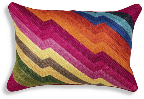 Casa Padrino Luxus Deko Kissen Mehrfarbig 60 x 40 cm - Rechteckiges Zierkissen mit elegantem Muster - Luxus Qualit�t - Wohnzimmer Deko Accessoires