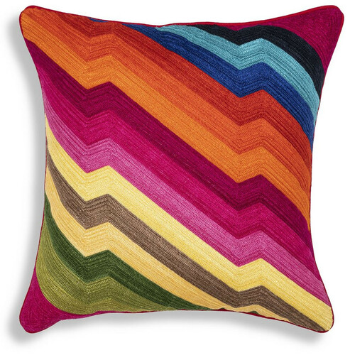 Casa Padrino Luxus Deko Kissen Mehrfarbig 50 x 50 cm - Edles Zierkissen mit elegantem Muster - Luxus Qualit�t - Wohnzimmer Deko Accessoires