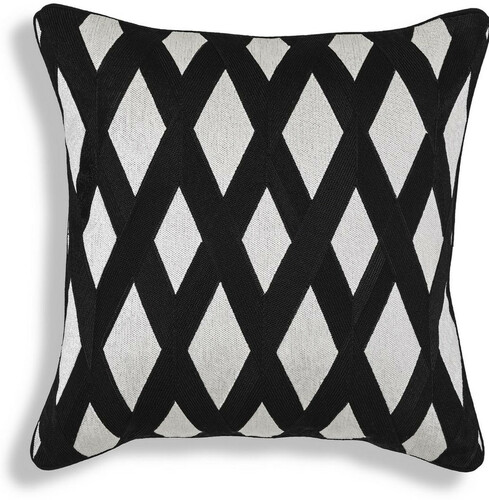 Casa Padrino Luxus Deko Kissen Schwarz / Wei� 50 x 50 cm - Edles Zierkissen mit elegantem Rautenmuster - Luxus Qualit�t - Hotel Kollektion