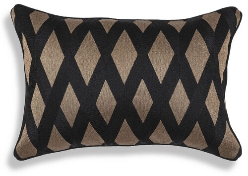 Casa Padrino Luxus Deko Kissen Schwarz / Gold 60 x 40 cm - Rechteckiges Zierkissen mit elegantem Rautenmuster - Luxus Qualit�t - Hotel Kollektion