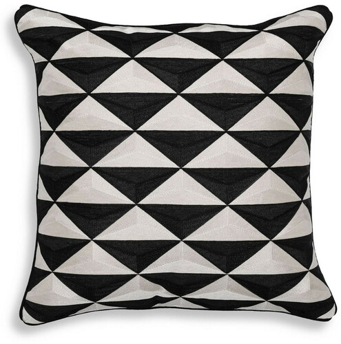 Casa Padrino Luxus Deko Kissen Schwarz / Wei� 50 x 50 cm - Edles Zierkissen mit elegantem Muster - Luxus Qualit�t - Deko Accessoires