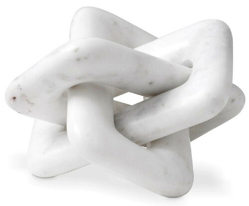 Casa Padrino Luxus Marmor Deko Objekt Wei� 22 x 21,5 x H. 13 cm - Wohnzimmer Dekoration - Schreibtisch Dekoration - Marmor Dekoration - Luxus Kollektion