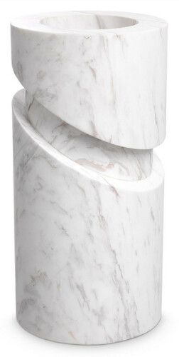 Casa Padrino Luxus Marmor Deko Objekt Wei�  18 x H. 36 cm - Wohnzimmer Deko - Schreibtisch Deko - Luxus Marmor Deko Accessoires