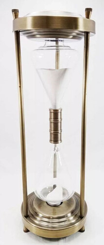 Casa Padrino Luxus Deko Sanduhr Messing / Wei�  21 x H. 61 cm - Schreibtisch Deko - Wohnzimmer Deko - Luxus Deko - Deko Accessoires