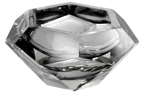 Casa Padrino Luxus Kristallglas Sch�ssel Grau 20 x 20 x H. 9,5 cm - Sechseckige Deko Sch�ssel - Luxus Accessoires