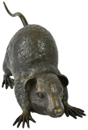 Casa Padrino Luxus Deko Skulptur Ratte Bronze 58 x 22 x H. 30 cm - Bronze Deko Skulptur - Bronze Deko Figur - Schreibtisch Deko - Wohnzimmer Deko - Luxus Qualit�t