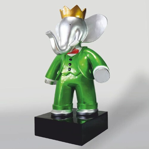 Casa Padrino XXL Deko Skulptur Elefant mit Krone H. 180 cm - Garten Deko Figur