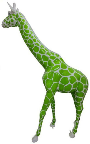 Casa Padrino Luxus Deko Skulptur Giraffe Gr�n / Grau H. 320 cm - Riesige Gartenskulptur - Lebensgro�e Skulptur - XXL Deko Skulptur - XXL Deko Figur - XXL Tierfigur - Luxus Garten Deko