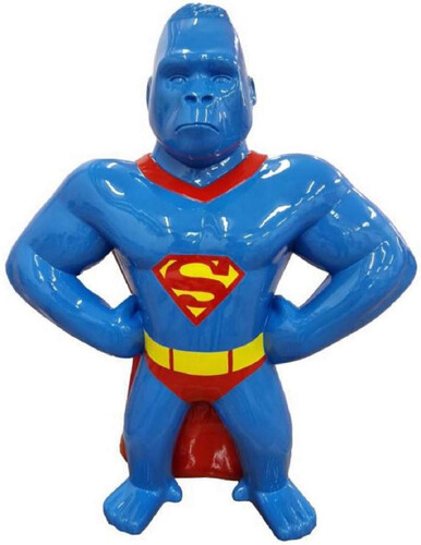 Casa Padrino Luxus Deko Skulptur Gorilla Affe Blau / Rot / Gelb H. 75 cm - Wetterbest�ndige Deko Figur - Wohnzimmer Deko Figur - Garten Deko Figur - Luxus Deko Tierfigur