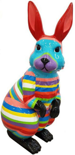 Casa Padrino Luxus Deko Skulptur Hase Mehrfarbig H. 220 cm - Riesige Gartenskulptur - XXL Deko Skulptur - XXL Deko Figur - XXL Tierfigur - Luxus Garten Deko Tierfigur