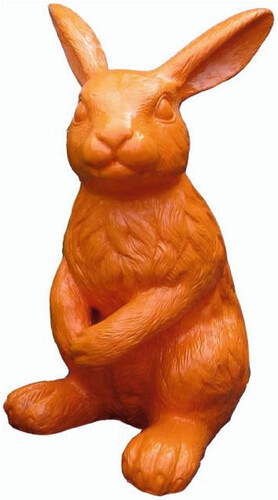 Casa Padrino Luxus XXL Deko Skulptur Hase Orange H. 120 cm