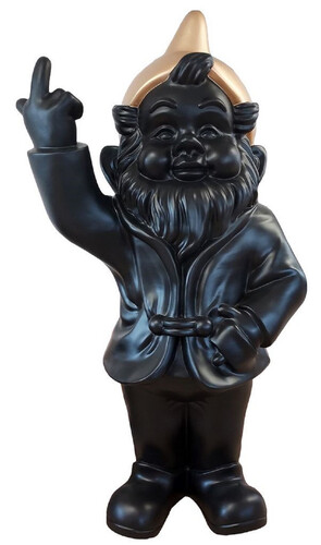 Casa Padrino Luxus XXL Deko Skulptur Gartenzwerg Schwarz / Gold H. 170 cm - Gro�e Gartenskulptur - Luxus XXL Garten Deko Figur