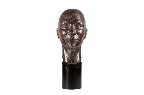 Casa Padrino Luxus Deko Skulptur Muschelform Bronze / Schwarz 15,5 x 20 x H. 41 cm - Geschwungene Skulptur in Bronze-Optik auf schwarzem Sockel - Luxus Deko Accessoires