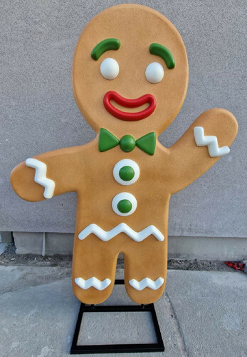 Casa Padrino Luxus Deko Skulptur Lebkuchenmann Mehrfarbig H. 190 cm - Weihnachts Deko Figur - XXL Deko Skulptur - XXL Deko Figur - XXL Weihnachts Skulptur - Weihnachts Deko Accessoires