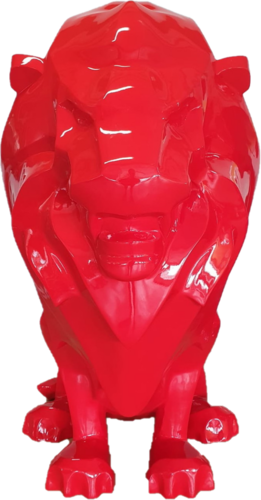Casa Padrino Luxus Dekofigur L�we Rot 90 x 80 x H. 170 cm - Riesige Wetterbest�ndige Deko Skulptur - Wohnzimmer Deko - Gartendeko Tierfigur