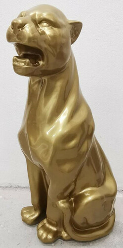 Casa Padrino XXL Garten Skulptur Panther Gold H. 75 cm - Wetterbest�ndige Deko Skulptur - Wohnzimmer Deko - Garten & Terrassen Gartenskulptur
