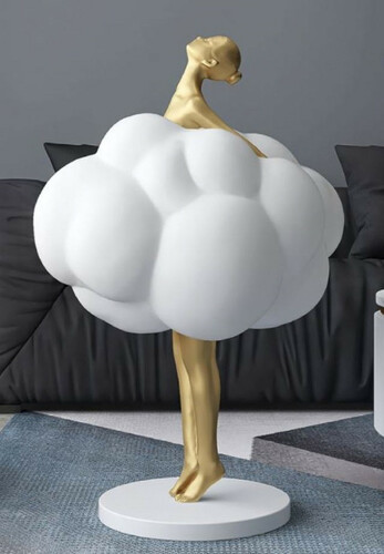 Casa Padrino Luxus Designer Deko Skulptur T�nzerin Gold / Wei� 49 x H. 75 cm - Kunstharz Deko Figur - Wohnzimmer Deko - Luxus Designer Deko Accessoires - Luxus Qualit�t