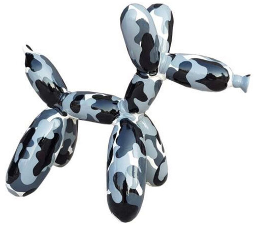Casa Padrino Luxus Designer Deko Skulptur Ballon Hund Schwarz / Grau / Wei� 100 cm - Gro�e Deko Figur - XXL Deko Skulptur - XXL Deko Figur - Wohnzimmer Deko - Garten Deko - Luxus Figuren