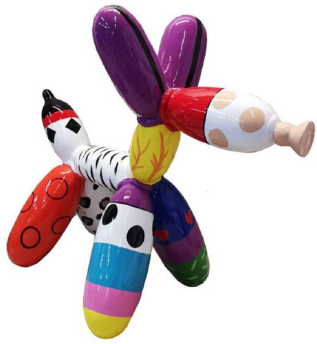 Casa Padrino Luxus Designer Deko Skulptur Ballon Hund Bunt 100 cm - Gro�e Deko Figur - XXL Deko Skulptur - XXL Deko Figur - Wohnzimmer Deko - Garten Deko - Luxus Figuren - Luxus Skulpturen