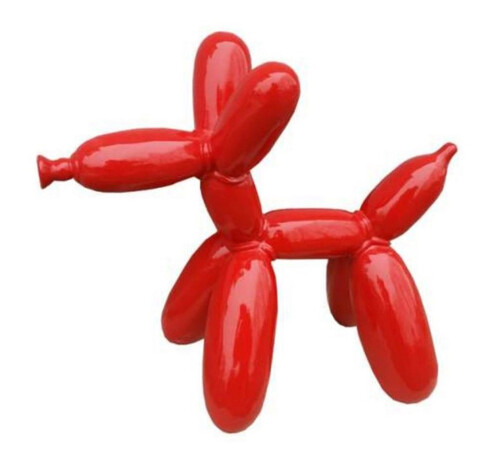 Casa Padrino Luxus Designer Deko Skulptur Ballon Hund Rot 62 x H. 57 cm - Gro�e Deko Figur - Wohnzimmer Deko - Garten Deko - Luxus Figuren