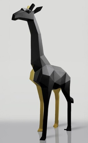 Casa Padrino XXL Deko Skulptur Giraffe Schwarz / Gold H. 200 cm - Abstrakte Garten Deko Figur