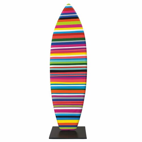 Casa Padrino Deko Surfboard mit St�nder Bunt / Schwarz H. 70 cm - Deko Accessoires