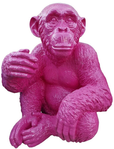 Casa Padrino Luxus Designer Dekofigur Affe Lila 45 x 39 x H. 55 cm - Wohnzimmer Deko Figur - Luxus Deko Figur - Designer Deko Figur - Luxus Accessoires