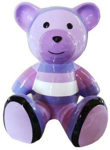 Casa Padrino Luxus Designer Dekofigur Teddyb�r Lila / Mehrfarbig 33 x H. 37 cm - Wohnzimmer Deko Figur - Luxus Deko Figur - Designer Deko Figur - Luxus Accessoires