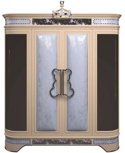 Casa Padrino Luxus Designer Kinderzimmer Kleiderschrank Blau / Beige / Schwarz / Silber / Gold 200 x 60 x H. 250 cm - Kinderzimmer M�bel - Hotel M�bel - Luxus Qualit�t - Made in Italy