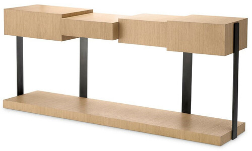 Casa Padrino Luxus Designer Konsole Naturfarben / Bronze 180 x 42,5 x H. 76,5 cm - Rechteckiger Konsolentisch - Wohnzimmer M�bel - Luxus M�bel - Designer M�bel