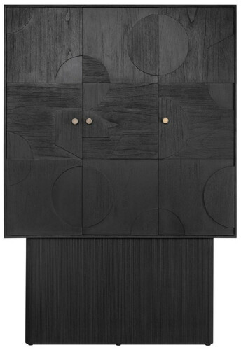 Casa Padrino Luxus Designer Schrank Schwarz 130 x 45 x H. 190 cm - Massivholz Regalschrank mit 3 T�ren - Schlafzimmer Schrank - Wohnzimmer Schrank - B�ro Schrank - Luxus M�bel