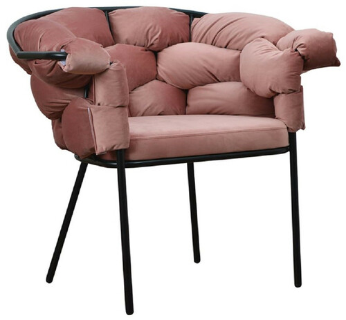 Casa Padrino Luxus Designer Sessel Rosa / Schwarz 81 x 64 x H. 75 cm - Wohnzimmer Sessel - Hotel Sessel - Wohnzimmer M�bel - Luxus M�bel - Wohnzimmer Einrichtung - Luxus Einrichtung - M�bel Luxus