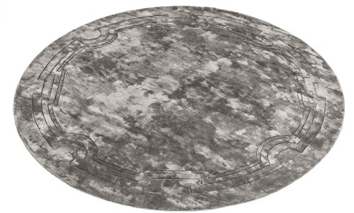 Casa Padrino Luxus Viskose Teppich Grau  280 cm - Handgewebter runder Wohnzimmer Teppich - Luxus Qualit�t