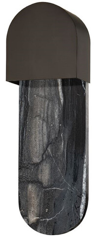 Casa Padrino Luxus Marmor LED Wandleuchte Schwarz 13,34 x 8,26 x H. 40,64 cm - Wohnzimmer Wandleuchte - Hotel Wandleuchte - Restaurant Wandleuchte - Luxus Leuchten - Luxus Interior