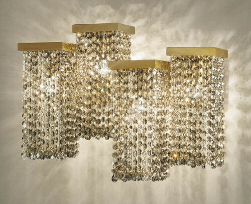 Casa Padrino Luxus Kristall Wandleuchte Messing 50 x 23 x H. 40 cm - Wohnzimmer Wandleuchte - Hotel Wandleuchte - Restaurant Wandleuchte - Luxus Leuchten - Luxus Qualit�t - Made in Italy