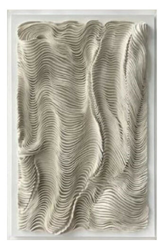 Casa Padrino Luxus Designer �lgem�lde Beige / Wei� 80 x H. 110 cm - Handgemaltes Gem�lde mit Metallrahmen - Luxus Wand Deko - Designer Wand Deko - Deko Accessoires - Luxus Qualit�t