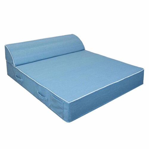 Casa Padrino Luxus Doppel Gartenliege Hellblau / Wei� 180 x 160 cm - Hotel & Garten Accessoires