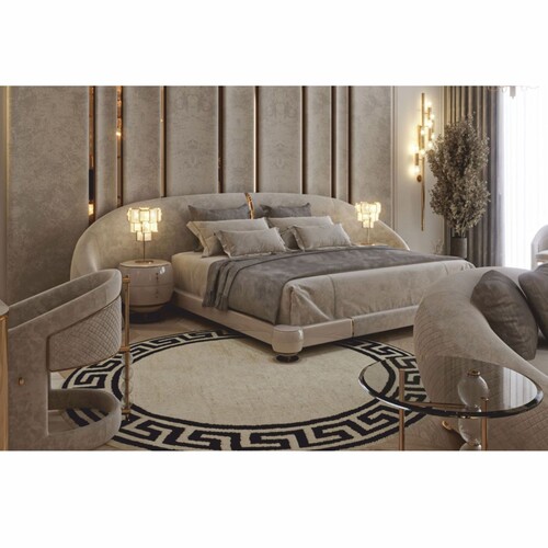 Casa Padrino Luxus Doppelbett Grau / Gold - Hotel & Schlafzimmer M�bel