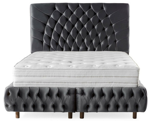 Casa Padrino Luxus Doppelbett Grau / Braun - Verschiedene Gr��en - Modernes Bett mit Matratze - Schlafzimmer M�bel