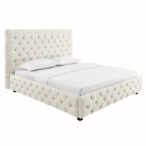 Casa Padrino Chesterfield Doppelbett Beige / Schwarz 180 x 200 cm - Schlafzimmer M�bel