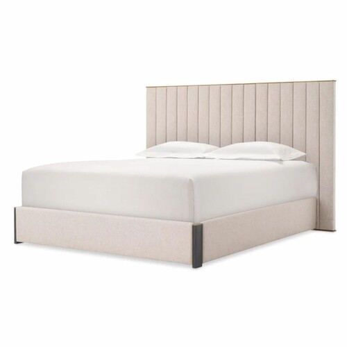 Casa Padrino Luxus Doppelbett Naturfarben / Messing / Schwarzgrau 180 x 210 cm - Schlafzimmer M�bel