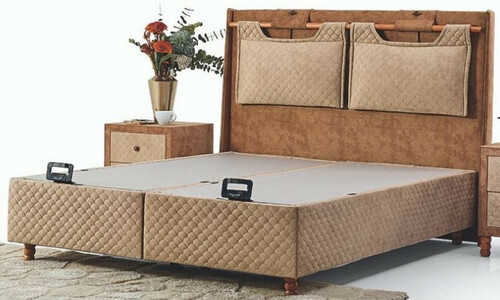Casa Padrino Luxus Doppelbett Beige / Braun - Modernes Massivholz Bett - Moderne Schlafzimmer & Hotel M�bel - Luxus Kollektion