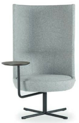 Casa Padrino Luxus Drehsessel Grau / Schwarz  70 x H. 126 cm - Hochlehn Sessel mit verstellbarer Ablagefl�che - Hotel Sessel - Hotel M�bel