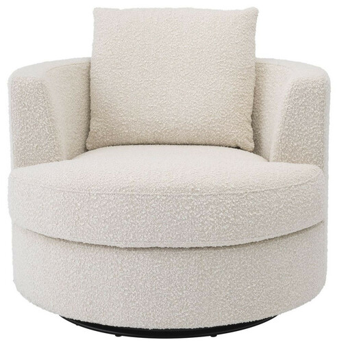 Casa Padrino Luxus Drehsessel Creme  95 x H. 70 cm - Runder Wohnzimmer Sessel - Luxus Wohnzimmer M�bel