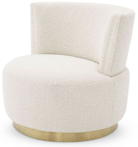Casa Padrino Luxus Drehsessel Creme / Messingfarben 80 x 80 x H. 76,5 cm - Wohnzimmer Sessel - Luxus M�bel